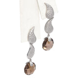 14K White Gold Smoky Quartz Drop Dangle Earrings