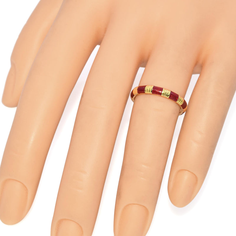 Hidalgo 18K Yellow Gold Burnt Sienna Enamel Band Ring