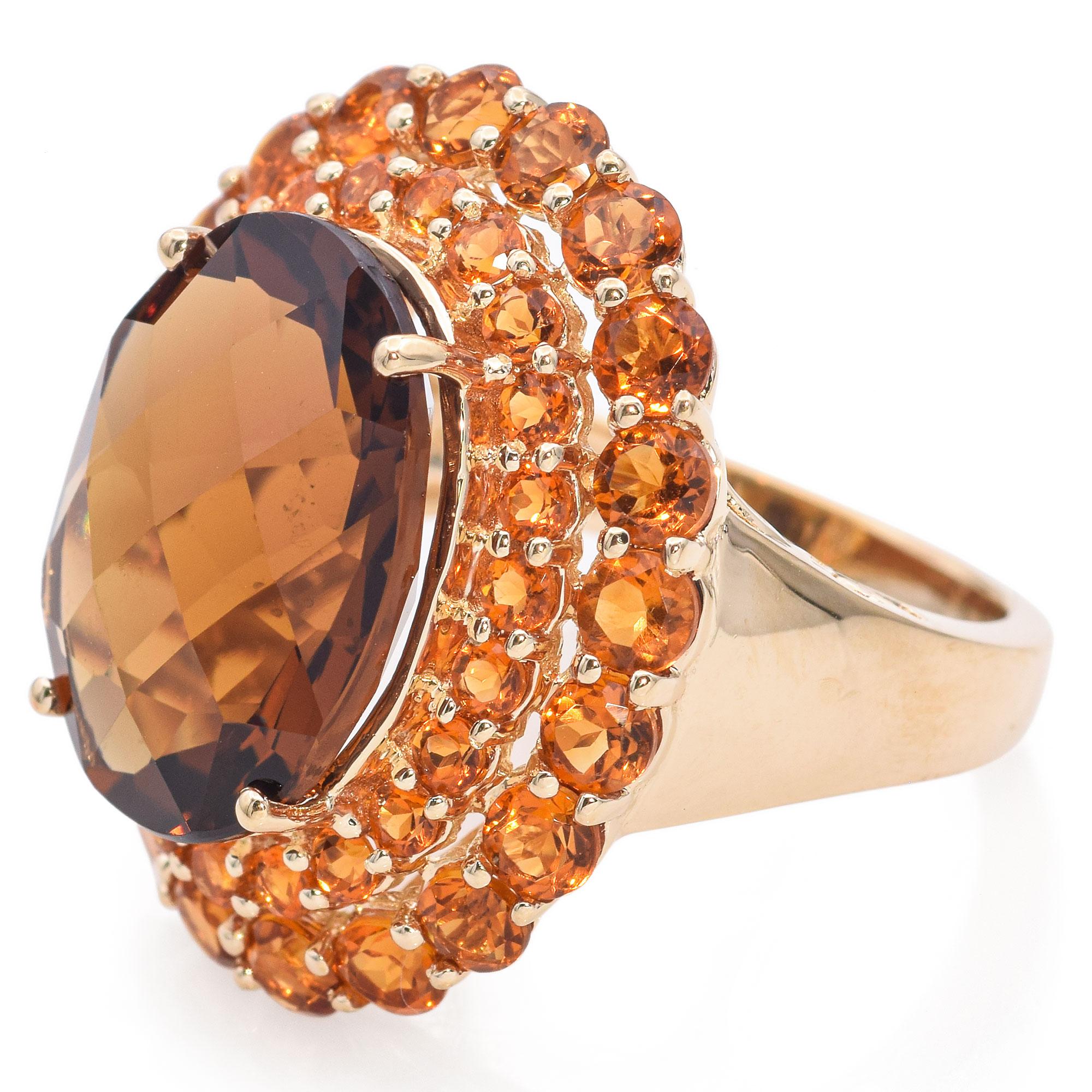 Vintage 14k Yellow Gold Citrine Cocktail Ring