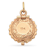 14K Yellow Gold Round Locket Charm Pendant