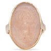 Vintage 14K Yellow Gold Pink Agate Carved Cameo Ring