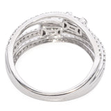 14K White Gold Split Shank Four-Row Baguette and Round 0.48 TCW Diamond Ring