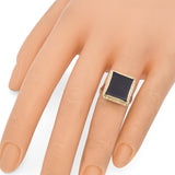 Vintage 14K Yellow Gold Black Onyx Rectangle Signet Ring