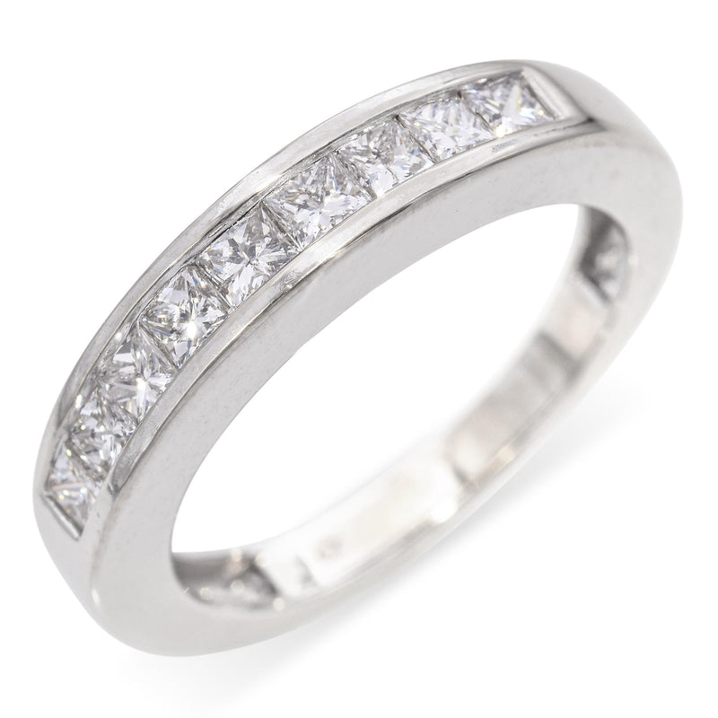 14K White Gold Princess Cut 0.69 TCW Diamond Channel Set Wedding Band Ring