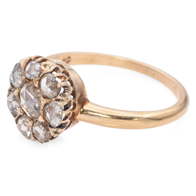 Victorian Yellow Gold Rose Cut Halo Ring