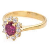 18K Yellow Gold 0.37 Ct. Ruby Diamond Halo Ring