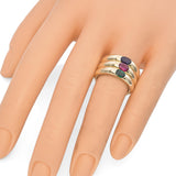 14K Yellow Gold East West Emerald, Ruby, Sapphire Stackable Rings