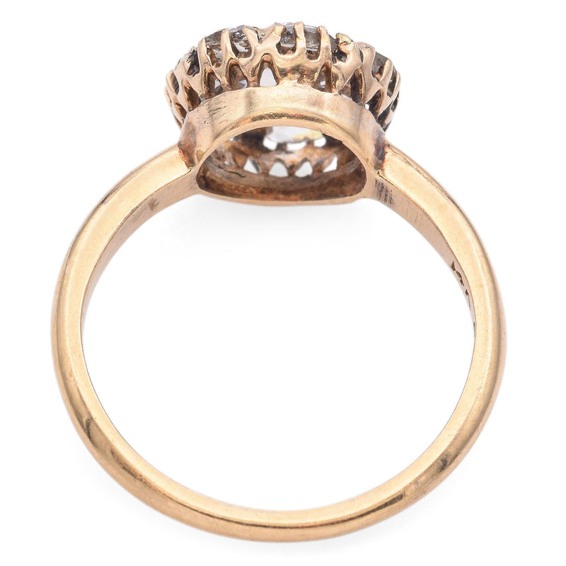 Victorian Yellow Gold Rose Cut Halo Ring