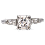 Platinum Mid-Century Diamond Solitaire Engagement Ring