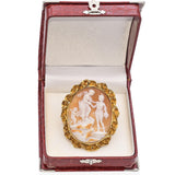 Antique 17K Yellow Gold Perseus Leading Andromeda Shell Cameo Brooch