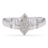 14K White Gold 0.50 TCW Diamond Cluster Engagement Ring Band