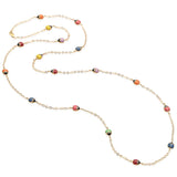 14K Yellow Gold Multicolor Enamel Ladybug Necklace