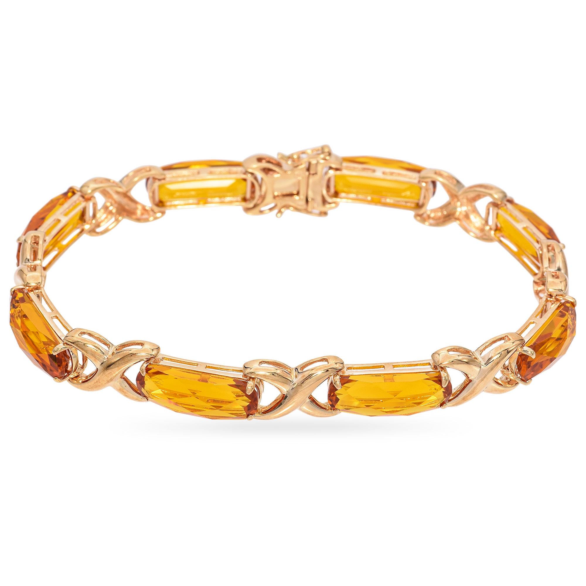 14K Yellow Gold 22.13 Ct. Citrine Link Bracelet