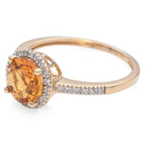 14K Yellow Gold 1.03 Citrine and Diamond Halo Ring