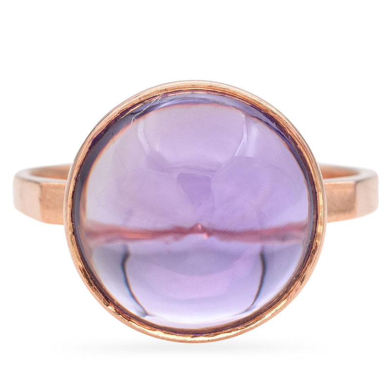 Vintage 14K Rose Gold 10.37 Ct. Purple Sapphire Bullet Cabochon Ring