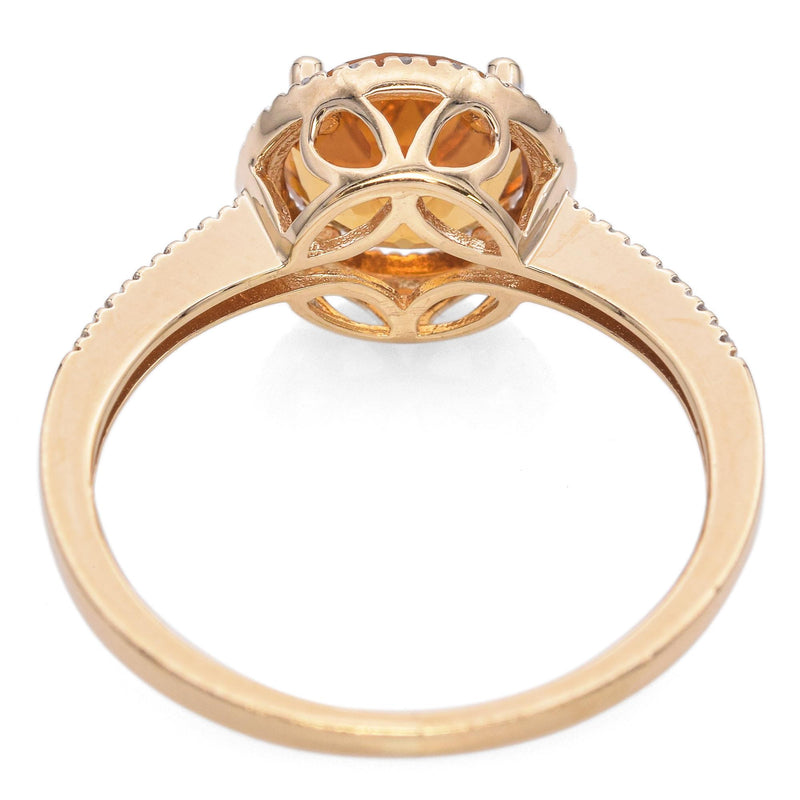 14K Yellow Gold 1.03 Citrine and Diamond Halo Ring