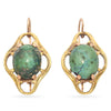 Vintage 12K Yellow Gold Turquoise Oval Cabochon Earrings