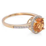 14K Yellow Gold 1.03 Citrine and Diamond Halo Ring