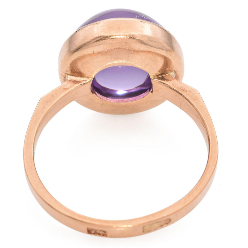 Vintage 14K Rose Gold 10.37 Ct. Purple Sapphire Bullet Cabochon Ring