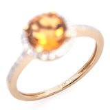 14K Yellow Gold 1.03 Citrine and Diamond Halo Ring