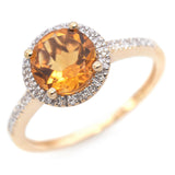 14K Yellow Gold 1.03 Citrine and Diamond Halo Ring