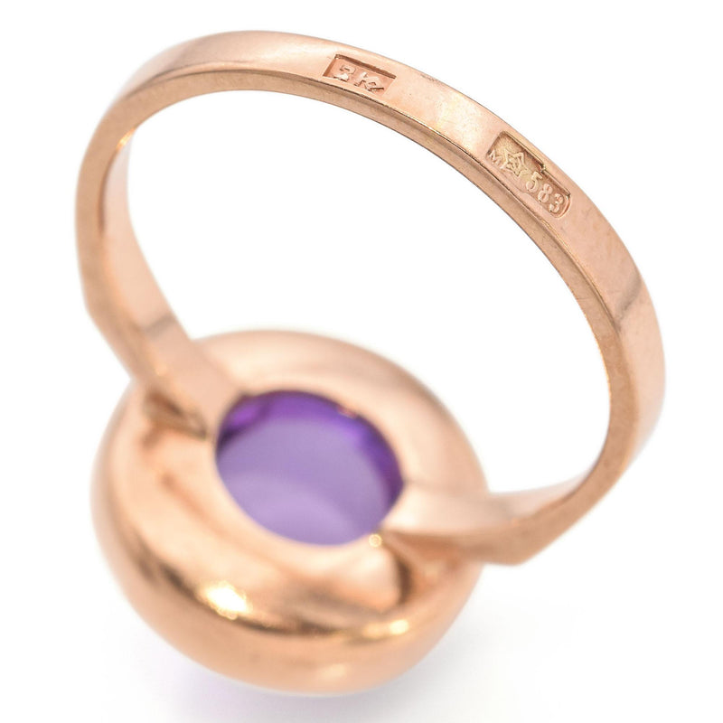 Vintage 14K Rose Gold 10.37 Ct. Purple Sapphire Bullet Cabochon Ring