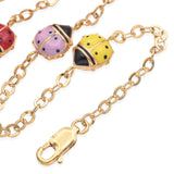 14K Yellow Gold Multicolor Enamel Ladybug Necklace