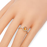 14K Yellow Gold 1.03 Citrine and Diamond Halo Ring