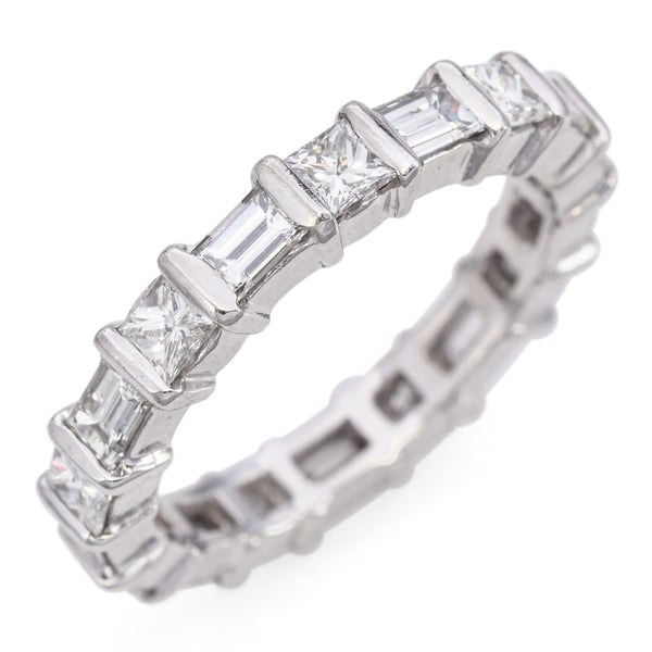 Platinum Princess & Emerald Cut 2.25 TCW Diamond Eternity Wedding Band