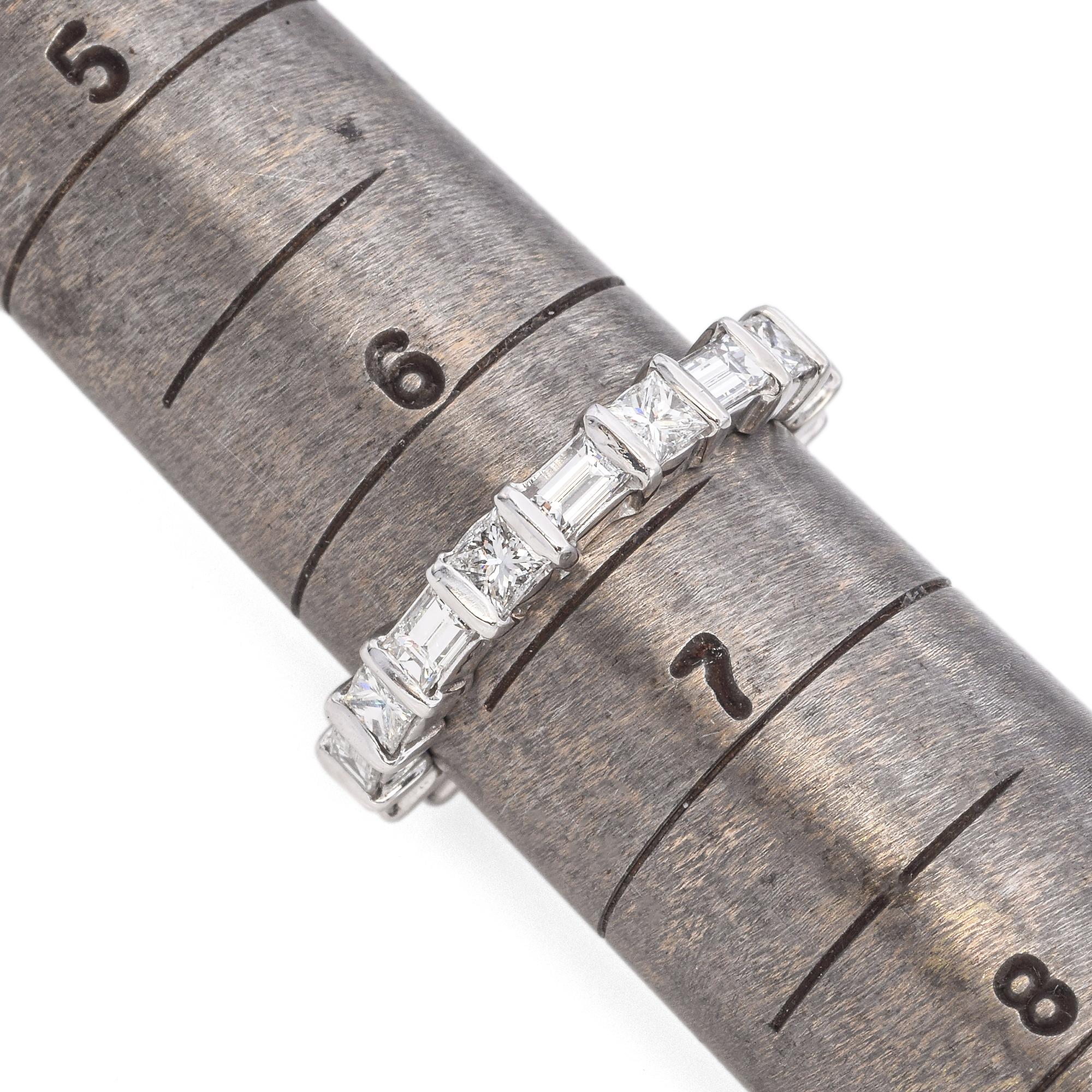 Platinum Princess & Emerald Cut 2.25 TCW Diamond Eternity Wedding Band