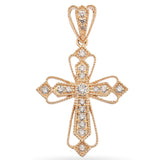 14K Yellow Gold Diamond Cross Pendant