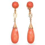 Vintage 14K Rose Gold Salmon Coral Drop Screw Back earrings