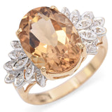 10K Yellow Gold 5.44 Ct. Citrine and Diamond Cocktail Ring