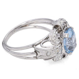 Vintage 17K White Gold Oval 3.6 Ct. Blue Topaz and Diamond Ring