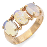 Vintage 14K Yellow Gold Three Stone Opal Ring