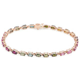 14K Yellow Gold 5.75 TCW Rainbow Tourmaline Oval Tennis Bracelet