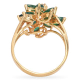 14K Yellow Gold Marquise 1.49 Ct. Emerald & Diamond Cocktail Ring