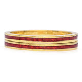 Hidalgo 18K Yellow Gold Red Enamel Stackable Band Rings - Lot of 2