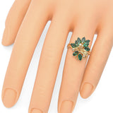 14K Yellow Gold Marquise 1.49 Ct. Emerald & Diamond Cocktail Ring