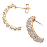 14K Yellow Gold 0.30 TCW Diamond Semi Hoop Earrings