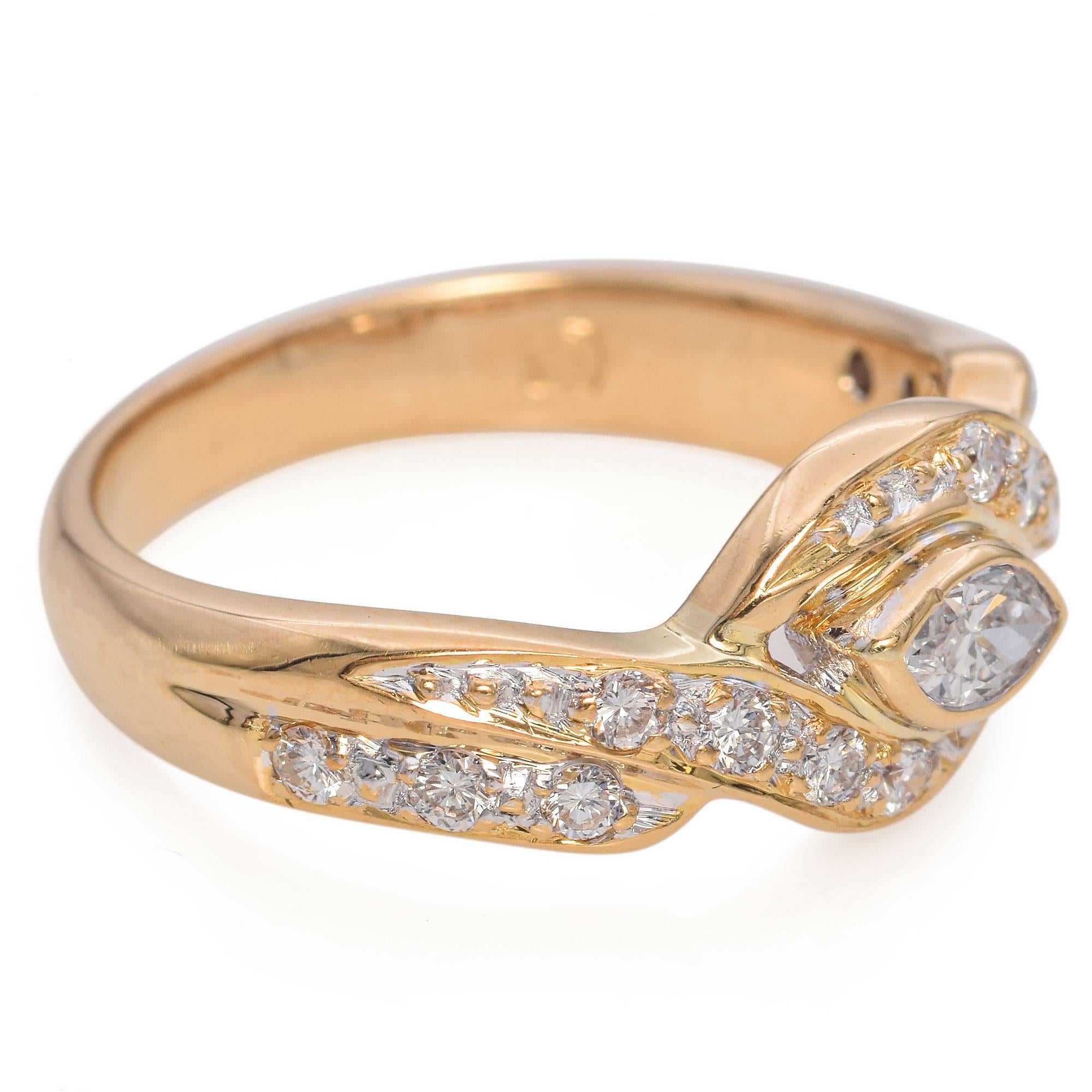 18K Yellow Gold 0.30 TCW Diamond Wedding Band Ring