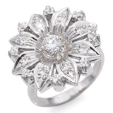 Vintage White Gold Diamond Flower Cocktail Ring