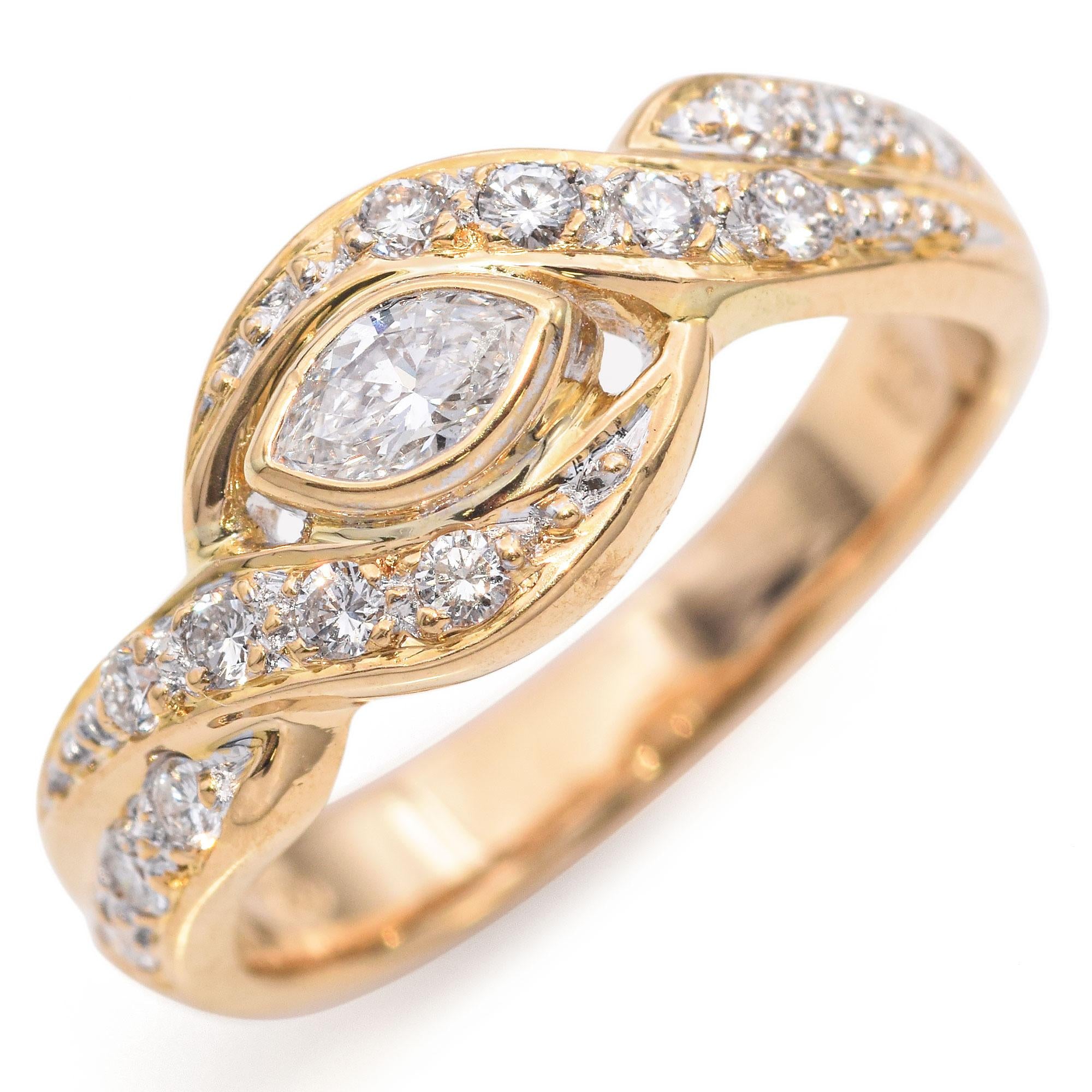 18K Yellow Gold 0.30 TCW Diamond Wedding Band Ring