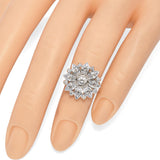 Vintage White Gold Diamond Flower Cocktail Ring