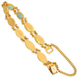 Vintage Chinese 24k Yellow Gold Opal Bracelet