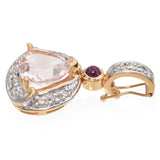 Estate 14k Yellow Gold Light Pink Morganite Ruby and Diamond Pendant