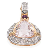 Estate 14k Yellow Gold Light Pink Morganite Ruby and Diamond Pendant