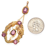 Antique Yellow Gold Pink Tourmaline Dragon Pendant