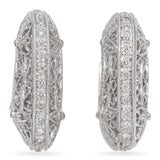 14K White Gold 0.66 TCW Diamond Filigree Square Hoop Earrings