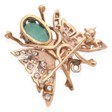 Antique Yellow Gold Diamond and Turquoise Butterfly Pin